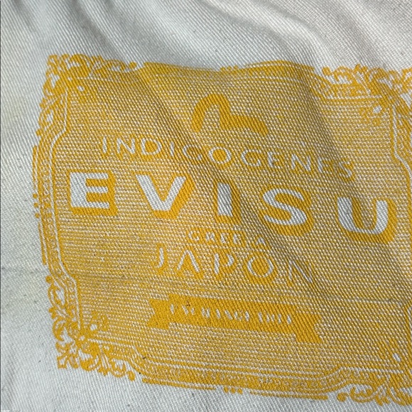 EVISU Cotton Denim Embroidered Blue Jean Shorts 38 like new tagged 38 waist - Picture 11 of 14